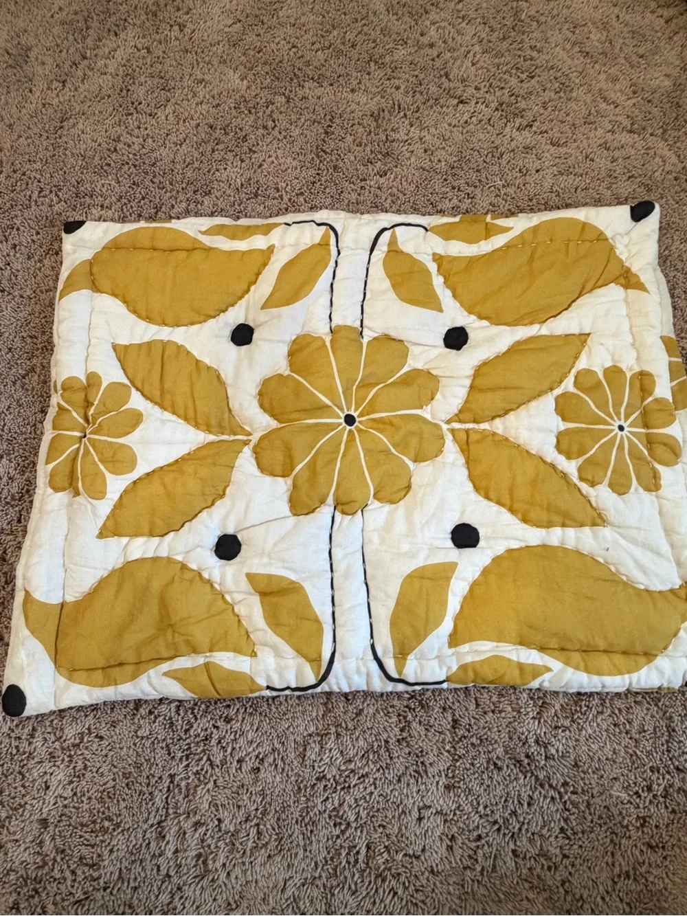 New Anthropologie mckenzie parrot floral quilted pillow sham standard Yellow
